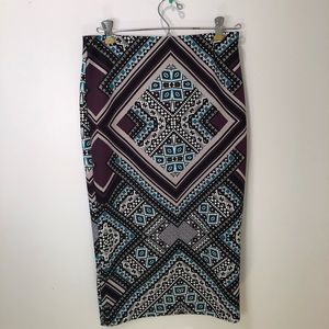 Tribal purple and blue pencil skirt